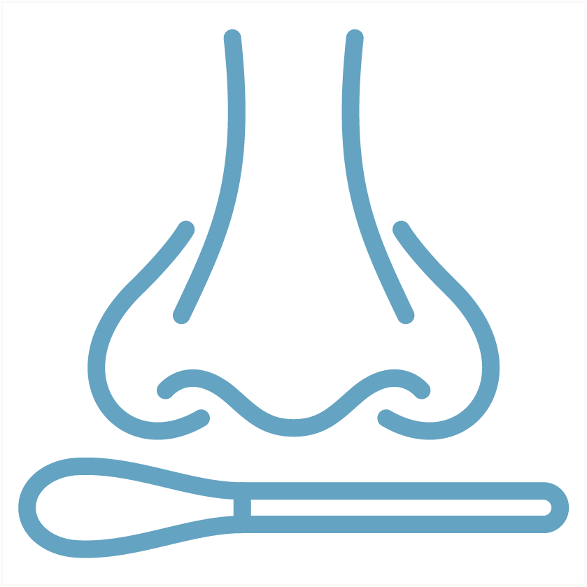 cotton nose bud below nose illustration - covid testing