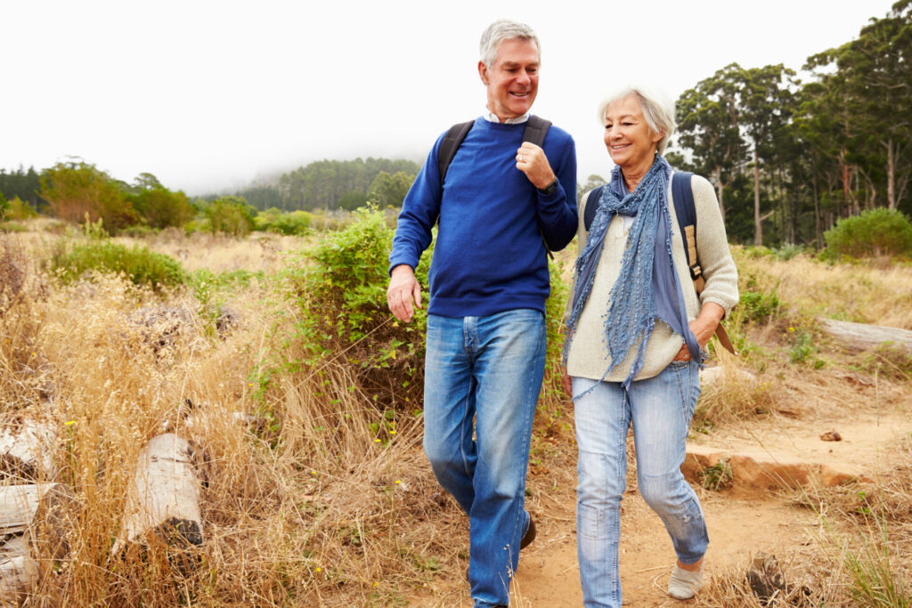 older couple on a hike together