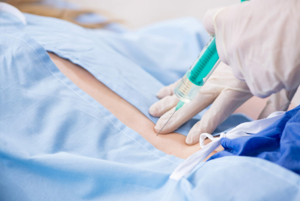 patient receiving an injection