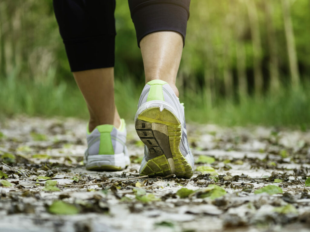 person walking on an outdoor trail