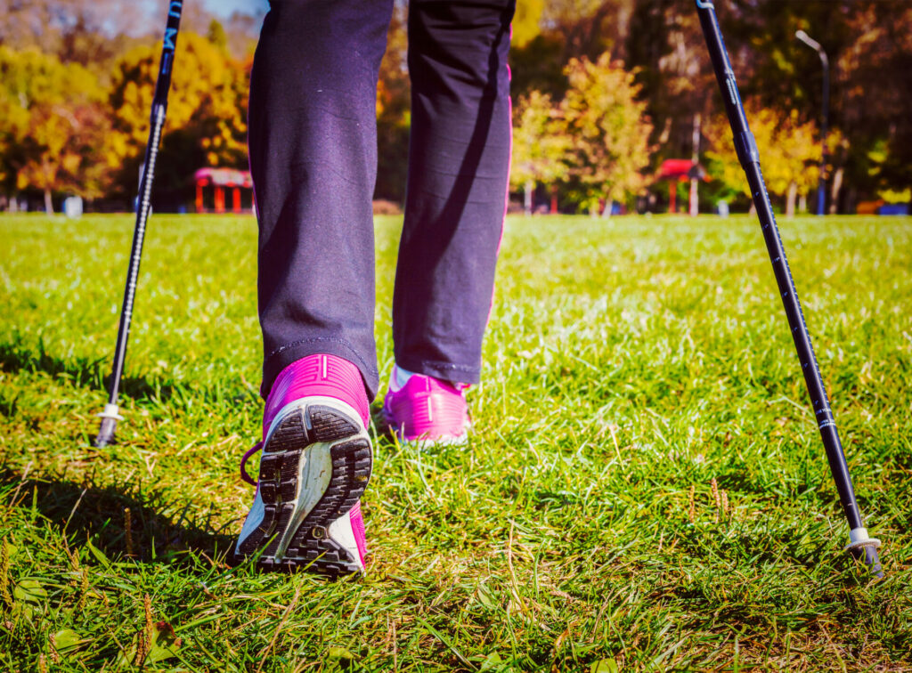 woman hiking in supportive footwear