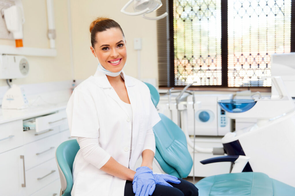 dentist in her office